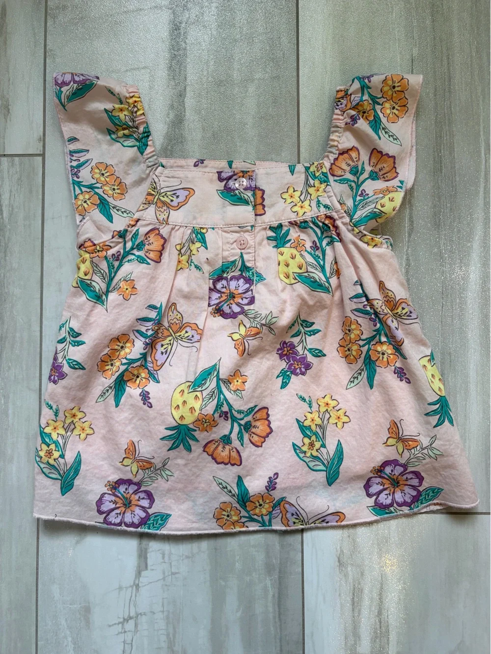 Carters Cotton Cottage Pink Floral Shirt & Ruffled Shorts Matching Set Girls 4T - Picture 2 of 13